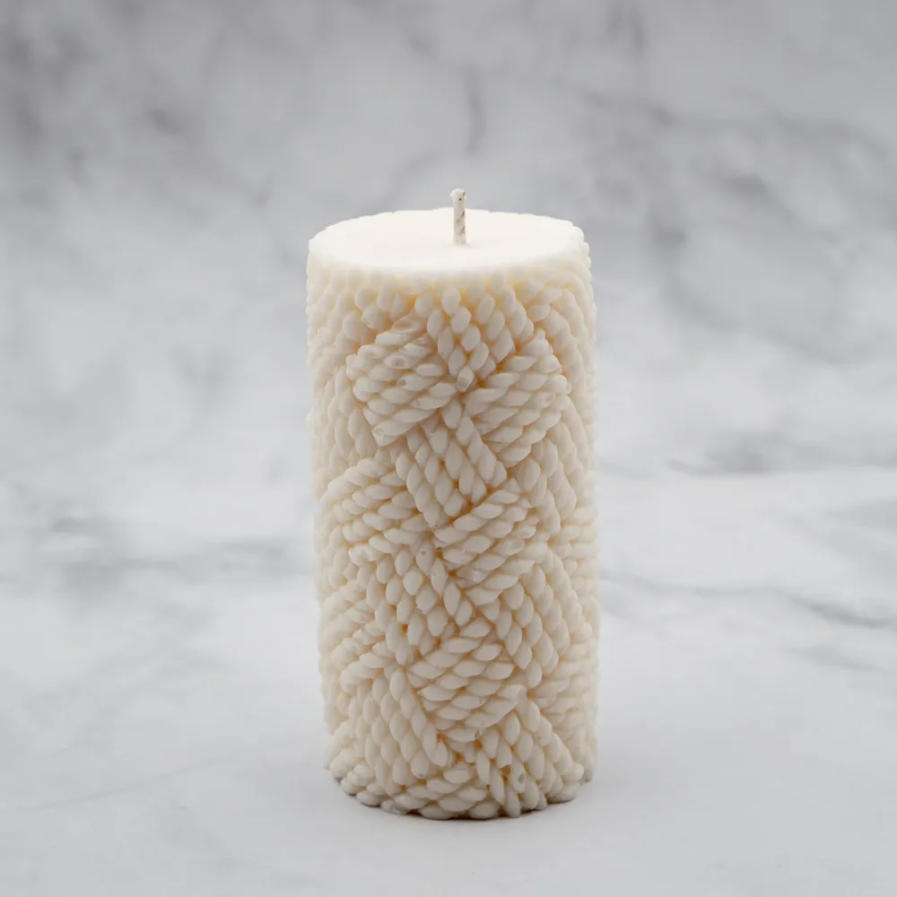 Kerze Strickmuster (3) Kerze aus Rapswachs